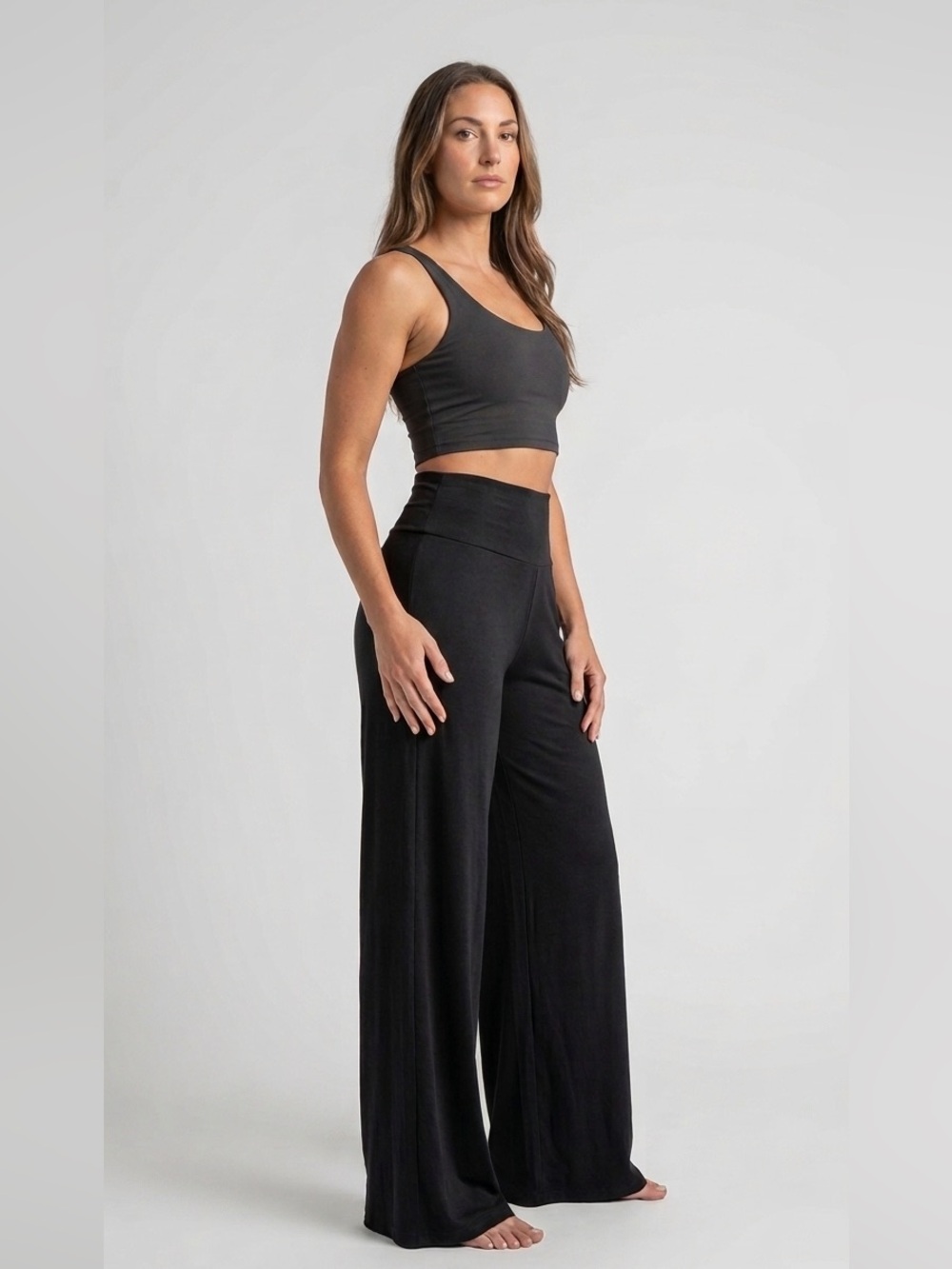 AROLINA Black Wide Leg Pants Size XL High Waisted Lounge Yoga balloon pants